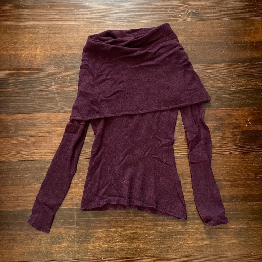 Maroon cashmere off the shoulder sweater